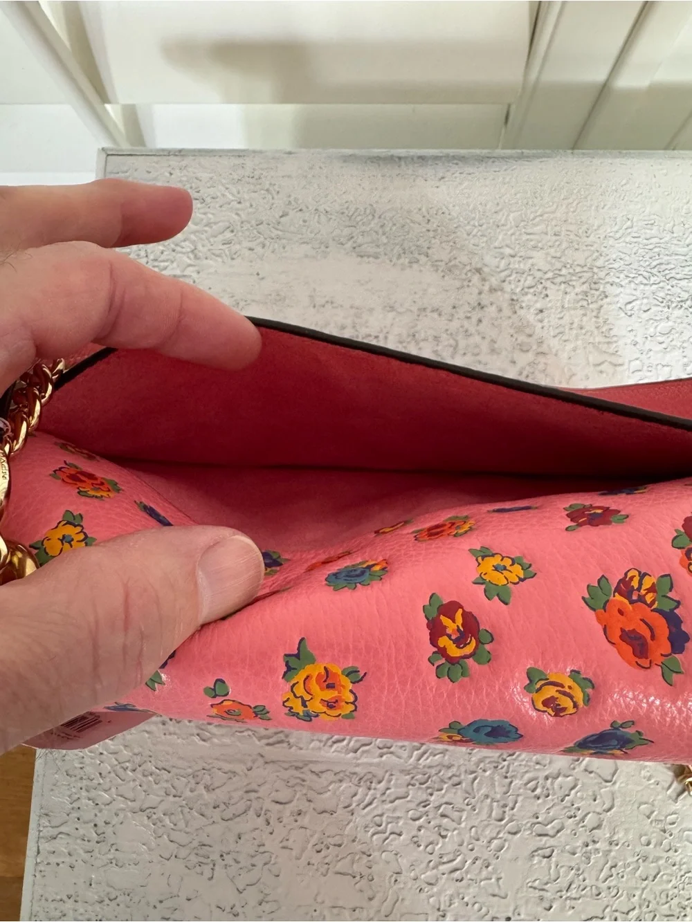 Coach Pink Floral Leather Crossbody Shoulder Bag NWT